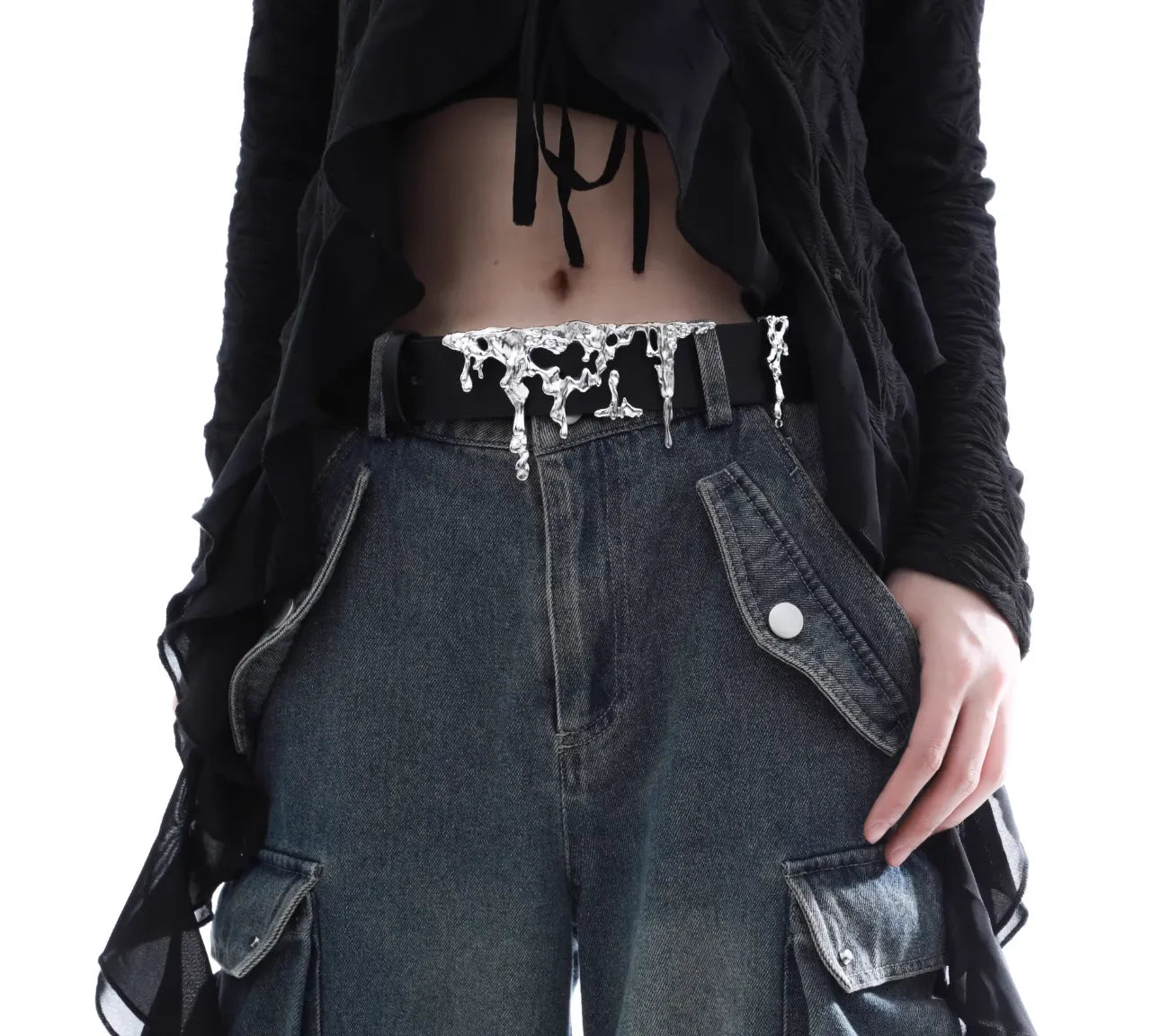 "Lava Flow" Statement Belt - Molten Metal Designer Waistband