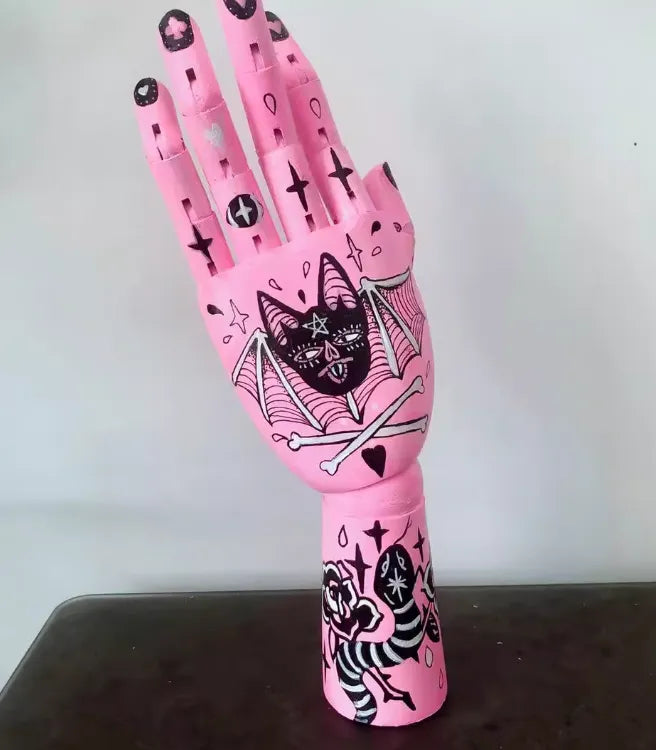 Oldschool Hand-Painted Wooden Art Mannequin – Gothic Tattoo Body Figurine Home Décor