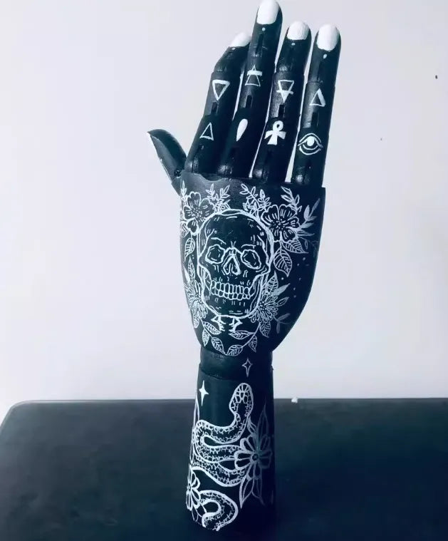 Oldschool Hand-Painted Wooden Art Mannequin – Gothic Tattoo Body Figurine Home Décor