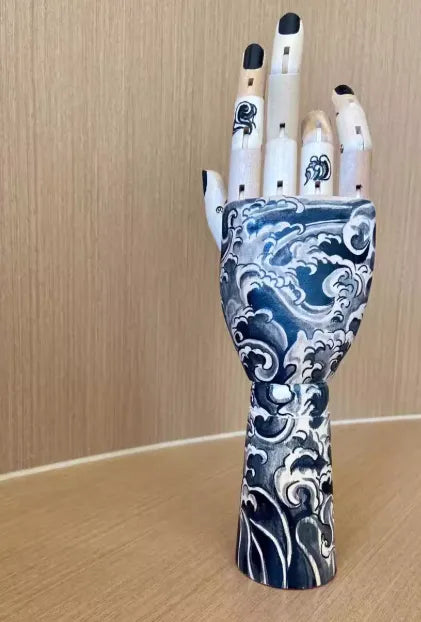 Oldschool Hand-Painted Wooden Art Mannequin – Gothic Tattoo Body Figurine Home Décor
