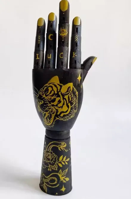 Oldschool Hand-Painted Wooden Art Mannequin – Gothic Tattoo Body Figurine Home Décor
