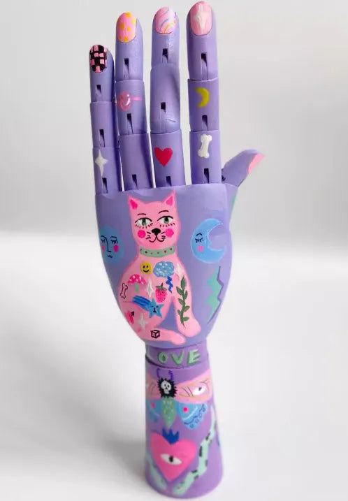 Oldschool Hand-Painted Wooden Art Mannequin – Gothic Tattoo Body Figurine Home Décor