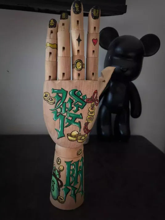 Oldschool Hand-Painted Wooden Art Mannequin – Gothic Tattoo Body Figurine Home Décor