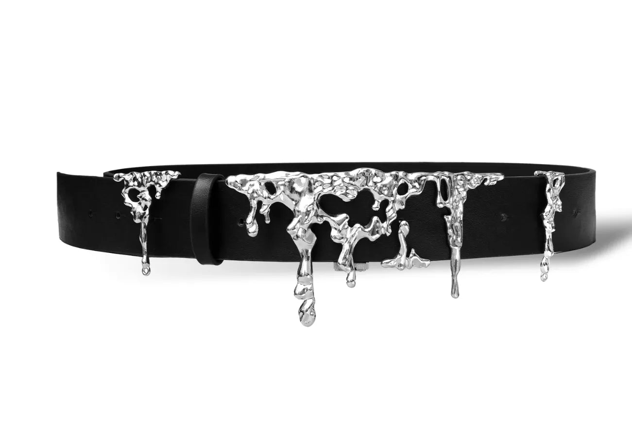 "Lava Flow" Statement Belt - Molten Metal Designer Waistband
